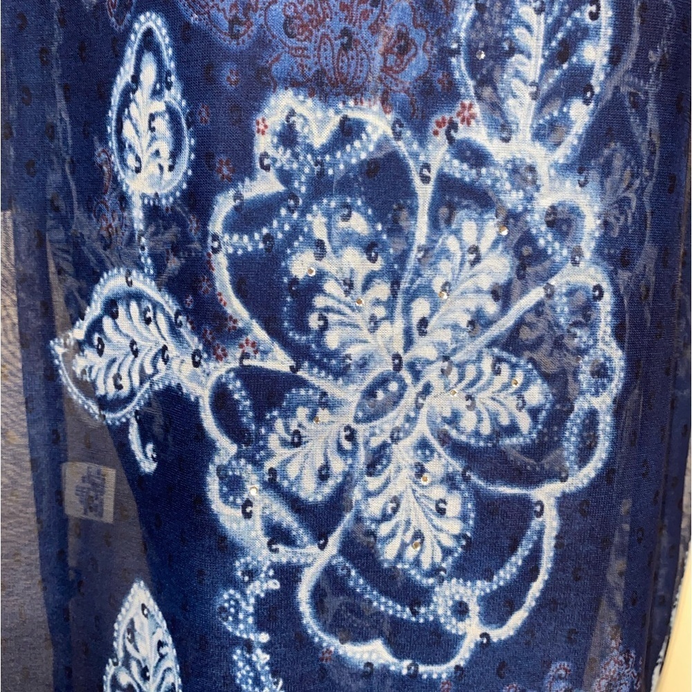 Rabbit Rabbit Rabbit Blue 2 PC Set Maxi Dress & Sheer Overlay Size 14, Vintage - Picture 11 of 12